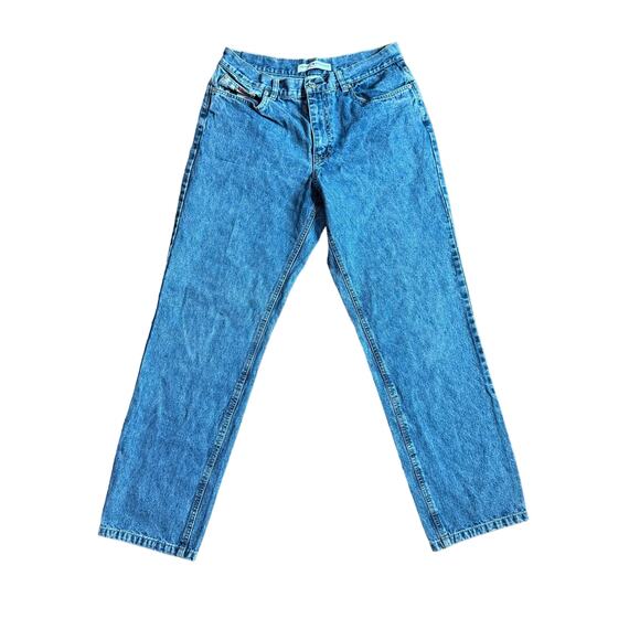Tommy Hilfiger Vintage 90s Y2K USA Flag pocket straight leg high‎ rise jeans 10 - Picture 1 of 8